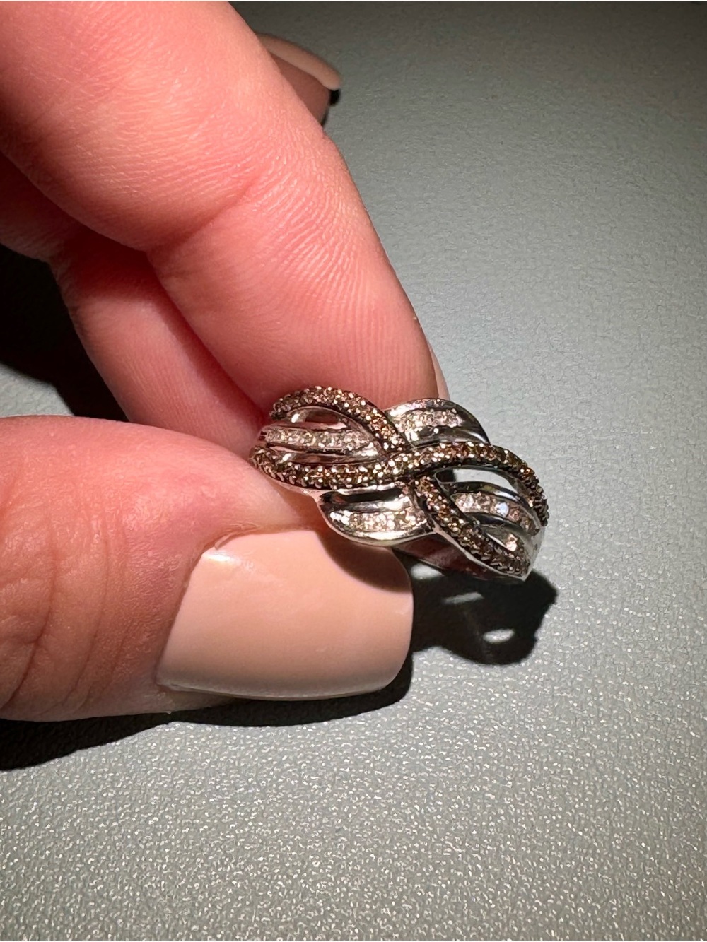 Zale’s Champagne and White Diamond Ring Size 8
